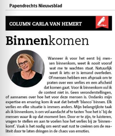 Column in het Papendrechtse Nieuwsblad
